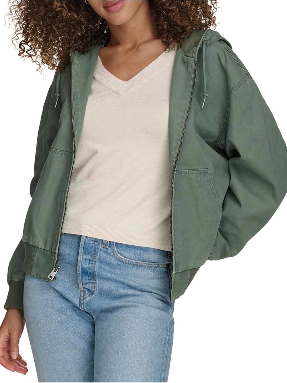 NWOT Levi's Women's Workwear Hoodie Bomber Sage Laurel Green XS Fall